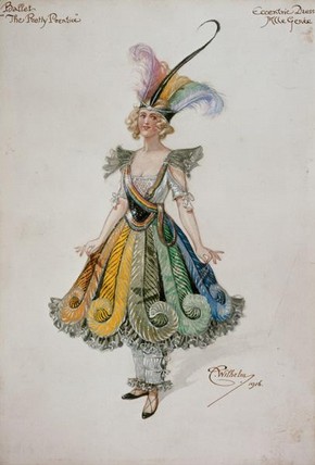 Costume designed by Wilhelm for Adeline Genée as Patty in the ballet ‘The Pretty Prentice’, 1916. Museum no. S.1452-1982