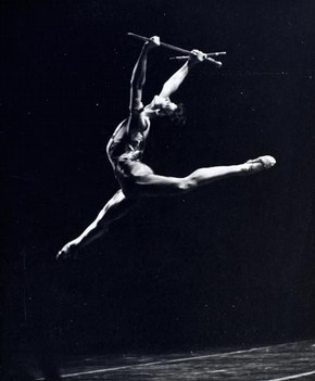 Production photograph for Barry Moreland's ballet 'Journey to Avalon', Royal Festival Hall, London, 1980