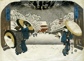 Evening Snow at Asakusa by Utagawa Hiroshige I (1797 - 1858). Museum no. E.530-1911