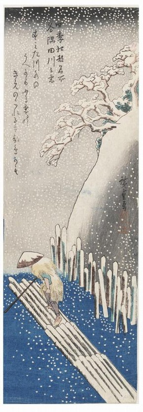 Snow on the Sumida River in Winter; Famous Places in Edo in the Four Seasons by Ando Hiroshige, Japan, 19th century. Museum no. E.3708-1886