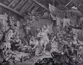 Hogarth, 'Strolling Actresses in a Barn', 1738