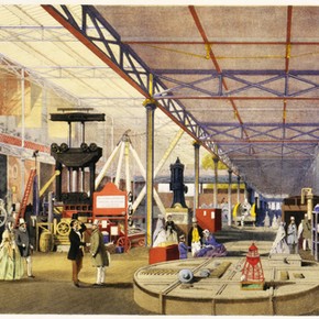 The Machinery Court at the Great Exhibition by Joseph Nash. Museum no. NAL 207747