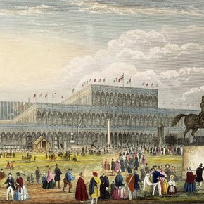 Great Exhibition showing the West End of Crystal Palace, Plate 12 of 'Rememberances; The Great Exhibition of All Races'. Museum no. NAL 257585