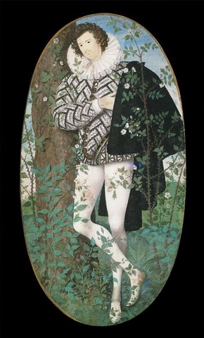 Nicholas Hilliard, Young man among roses, 1585-95. Bequeathed by George Salting.