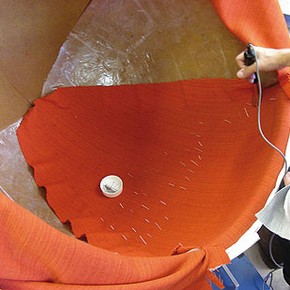 Figure 3. The 'Globe Chair', adhering textile to Beva net. (Photography by Nigel Bamforth).