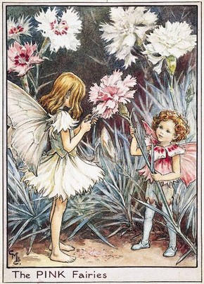 Cicely Mary Barker (1895–1973), Illustration of the Pink Fairies for Flower Fairies of the Garden, 1944. Reproduction of Flower Fairy illustrations, © The Estate of Cicely Mary Barker, 2009
