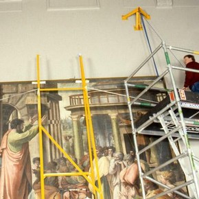 Figure 13. Hanging the cartoons