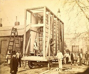 Photograph – Royal Engineers making the cart used to transport the Raphael Cartoons from Hampton Court, 1865