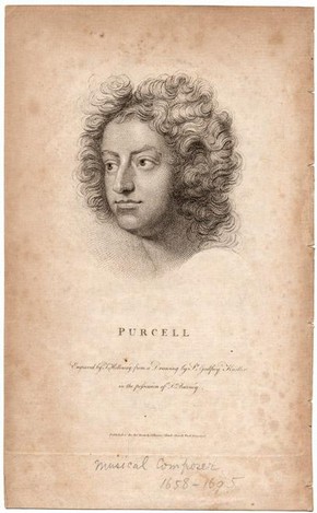 Engraving of Henry Purcell from portrait by Sir Geoffrey Kneller, November 1798