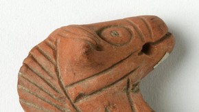 Terracotta head of a horse, 200-600 AD. Museum no. LOAN:INDIA.66 (Yo.0030.k)