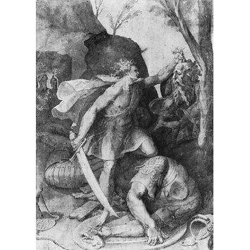 Drawing - David beheading Goliath Drawing - David beheading Goliath