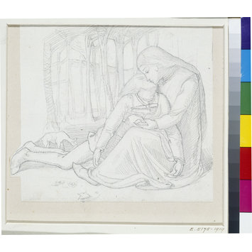 Drawing - Saint Margaret of Cortona and her Dead Lover Drawing - Saint Margaret of Cortona and her Dead Lover