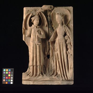Panel - St Michael weighing souls with the Virgin interceding Panel - St Michael weighing souls with the Virgin interceding