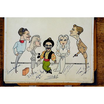 Caricature - Brian Reece, Sally Ann Howes, Arthur Askey, Julie Wilson and Tom Gill in <i>Bet Your Life</i> Caricature - Brian Reece, Sally Ann Howes, Arthur Askey, Julie Wilson and Tom Gill in <i>Bet Your Life</i>