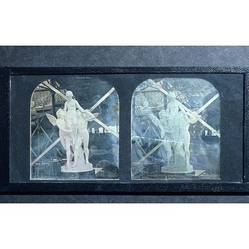 Daguerreotype - Stereoscopic daguerreotype depicting a sculptural group entitled 'Psyche' at Crystal Palace Daguerreotype - Stereoscopic daguerreotype depicting a sculptural group entitled 'Psyche' at Crystal Palace