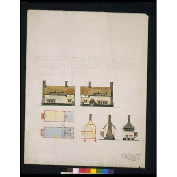 Architectural drawing - Proposed house for A. A. Voysey at Slindon Barnham Junction, near Barnham Junction, Sussex Architectural drawing - Proposed house for A. A. Voysey at Slindon Barnham Junction, near Barnham Junction, Sussex