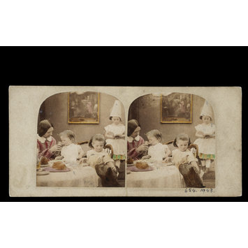 Photograph - One o'Clock', children at table Photograph - One o'Clock', children at table