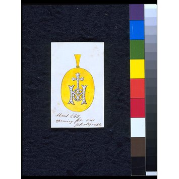Jewellery design - Design for a gold locket, set with diamonds, to contain a photograph Jewellery design - Design for a gold locket, set with diamonds, to contain a photograph
