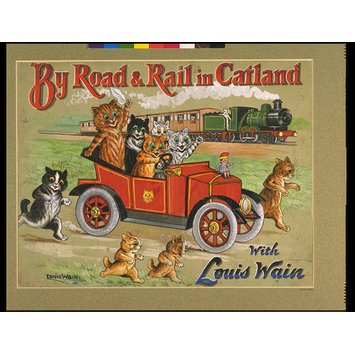 Drawing - By Road & Rail in Catland with Louis Wain Drawing - By Road & Rail in Catland with Louis Wain