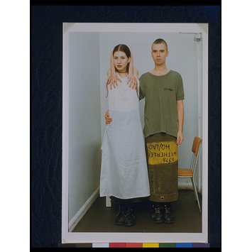 Photograph - Susanne and Lutz, white dress, Army skirt Photograph - Susanne and Lutz, white dress, Army skirt
