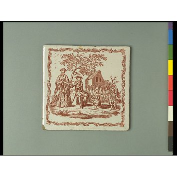 Tile - Two children dancing to a flute player Tile - Two children dancing to a flute player