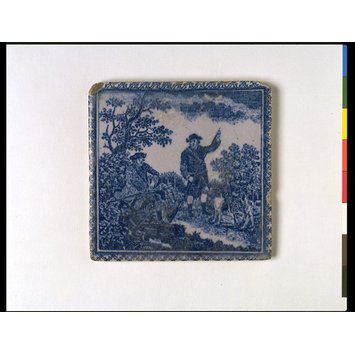 Tile - Two men and a dog out shooting Tile - Two men and a dog out shooting