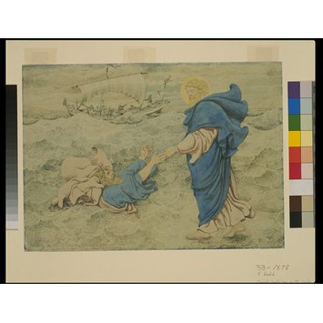 Watercolour - Christ rescuing St Peter from the waves Watercolour - Christ rescuing St Peter from the waves
