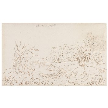 Drawing - Landscape with a stream at Wenham Drawing - Landscape with a stream at Wenham