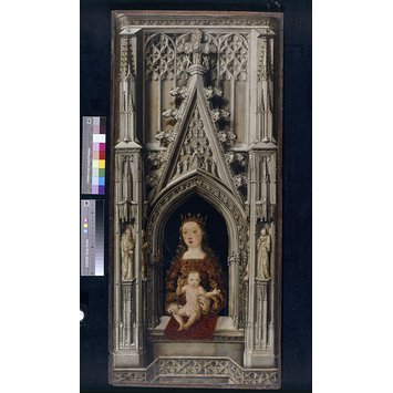 Oil painting - The Virgin and Child in a Gothic architectural setting