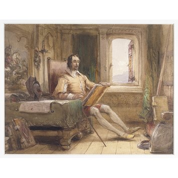 Watercolour - Don Quixote in his Study Watercolour - Don Quixote in his Study