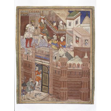 Painting - The spy Tayir enters a fort to release the captive Faizlan Shah. Painting - The spy Tayir enters a fort to release the captive Faizlan Shah.