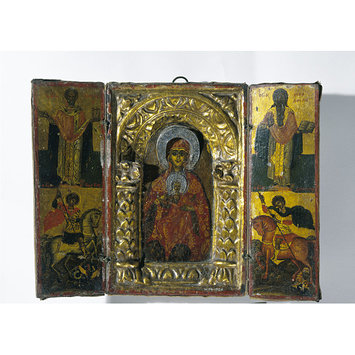 Icon - Triptych with the Virgin and Child, Saint Nicholas, Saint Charalambos, Saint George and Saint Demetrius Icon - Triptych with the Virgin and Child, Saint Nicholas, Saint Charalambos, Saint George and Saint Demetrius