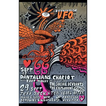 Poster - Psychedelic poster for two shows at the Roundhouse UFO Poster - Psychedelic poster for two shows at the Roundhouse UFO