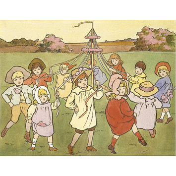 Illustration - Children dancing round a Maypole Illustration - Children dancing round a Maypole