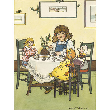 Illustration - 'Pussy stirring the Christmas pudding' Illustration - 'Pussy stirring the Christmas pudding'
