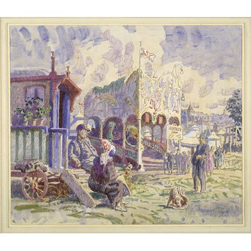Watercolour - The Fair Ground, Hampstead Heath Watercolour - The Fair Ground, Hampstead Heath