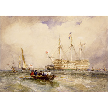 Watercolour - Ships of war in the Medway, off Sheerness Watercolour - Ships of war in the Medway, off Sheerness