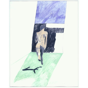 Drawing - Man running toward a bit of blue. Drawing - Man running toward a bit of blue.