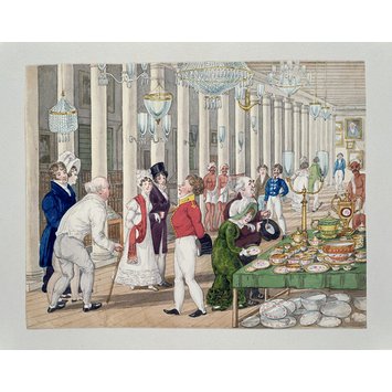 Painting - Tom Raw visits Taylor & Co.'s emporium in Calcutta Painting - Tom Raw visits Taylor & Co.'s emporium in Calcutta