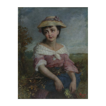 Oil painting - The Little Wood Gatherer Oil painting - The Little Wood Gatherer