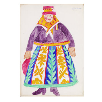 Costume design - Russian woman with purple blouse, costume design for 'Le Coq d'Or' Costume design - Russian woman with purple blouse, costume design for 'Le Coq d'Or'