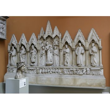 Plaster cast - The Virgin and child with angel and six saints Plaster cast - The Virgin and child with angel and six saints