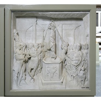 Plaster cast - St Martha is immersed in a well Plaster cast - St Martha is immersed in a well