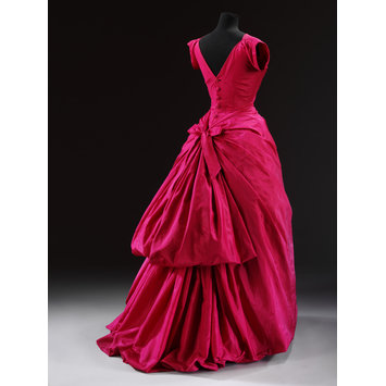 cristóbal balenciaga evening dress in shocking pink faille