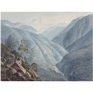 Watercolour - View from Murichon looking northward up the channel of the Teenchoo on the road to Tacissudon, Bhutan Watercolour - View from Murichon looking northward up the channel of the Teenchoo on the road to Tacissudon, Bhutan