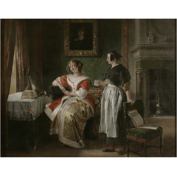 Oil painting - 'Whom Can This Be From?' Oil painting - 'Whom Can This Be From?'