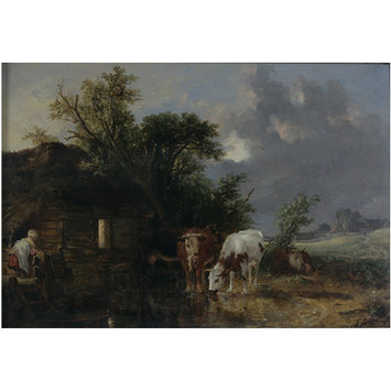 Oil painting - Cows Drinking Oil painting - Cows Drinking
