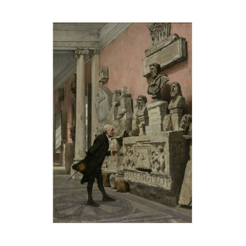 Oil painting - The Archaeologist: Interior of the Musée Calvet, Avignon with a Man Examining Sculpture Oil painting - The Archaeologist: Interior of the Musée Calvet, Avignon with a Man Examining Sculpture