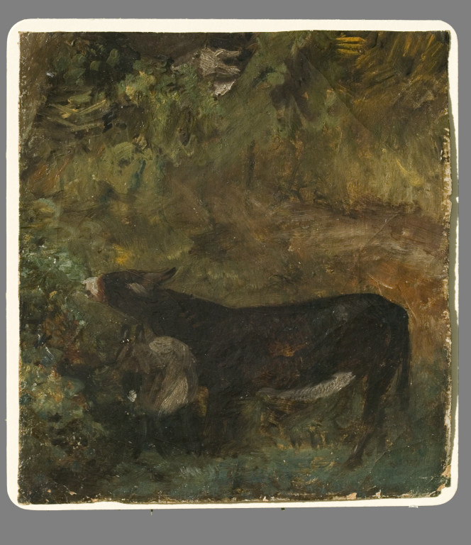 A Donkey With A Foal Study For I The Cornfield I John