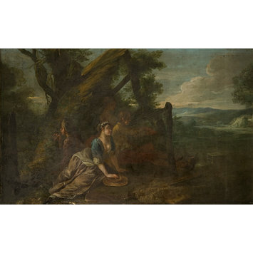 Oil painting - Bird-Catching by a Decoy with a Whistle and Net (Decorative painting for a supper-box at Vauxhall Gardens, London) Oil painting - Bird-Catching by a Decoy with a Whistle and Net (Decorative painting for a supper-box at Vauxhall Gardens, London)